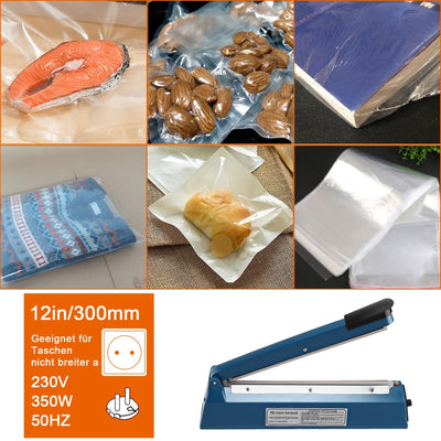BALLSHOP Heißsiegelgerät 300mm Impuls Schweißgerät Handdruckende Verpackungsgerät Folienschweißgerät Balkenschweißgerät Folienschweißer für Thermoplastischen Kunststofffolien