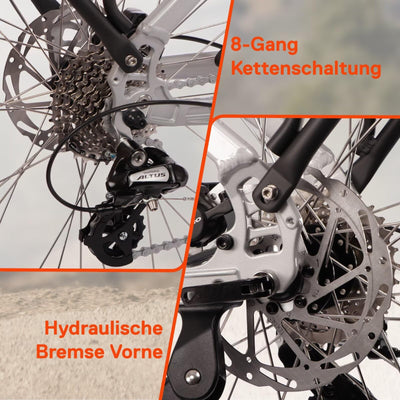 SAXONETTE E Bike Damen 28 Zoll mit Mittelmotor Drehmomentsensor, Elektro Fahrrad Erwachsene mit 36V 14.5Ah Akku, 8 Gang Kettenschaltung Tiefbau-Pedelec mit Hydraulische Scheibenbremse für Damen Herren