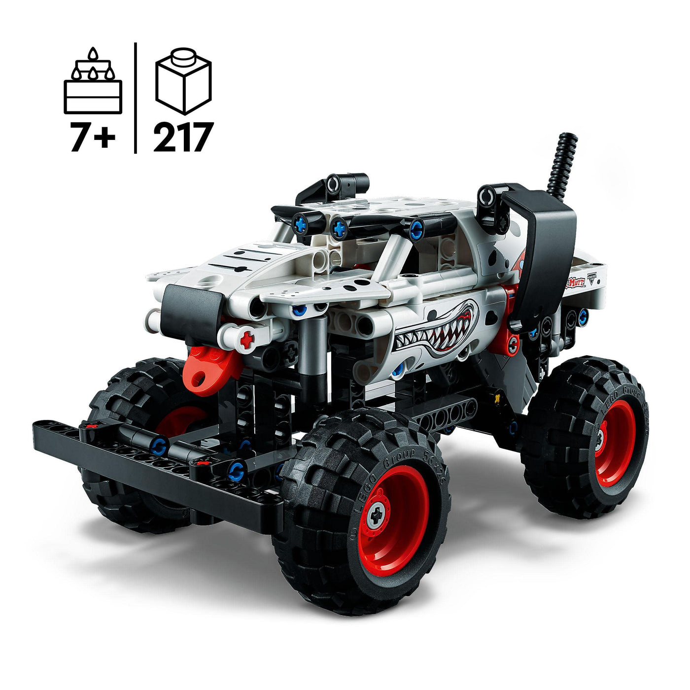 LEGO 42150 Technic Monster Jam Monster Mutt Dalmatian, Monster Truck-Spielzeug für Jungen und Mädchen, Rennspielzeug mit Rückziehmotor