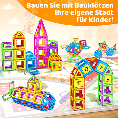 COOLJOYA Magnetische Bausteine 120 Teile Konstruktion, Magnetbausteine Magnetspielzeug Magnete Kinder, Magnetbausteine Kinder Magnetspiel für Geschenk ab 3 4 5 6 7 8 Jahre Junge Mädchen