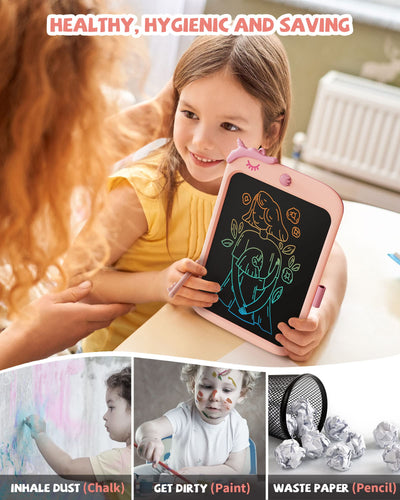 10-Zoll-LCD-Schreibblock, elektronisches digitales Schreiben und Farbbildschirm-Graffiti-Brett, Geschenke für Kinder und Erwachsene 3, 4, 5, 6, 7, 8 (Rosa)