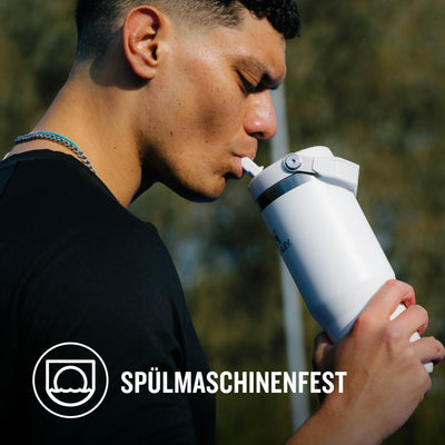 Stanley IceFlow Flip Straw Trinkflasche mit Strohhalm 0.89L - Thermosflasche Hält 12+ Stunden Kalt - Auslaufsicher - Trinkflasche Sport - Wasserflasche BPA Frei - Spülmaschinenfest - Frost
