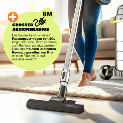 Monzana® Nass Trockensauger 5in1 Industriestaubsauger 2400W 30L Edelstahl Steckdose Nasssauger mit Blasfunktion Laub Push&Clean Waschsauger Beutellos