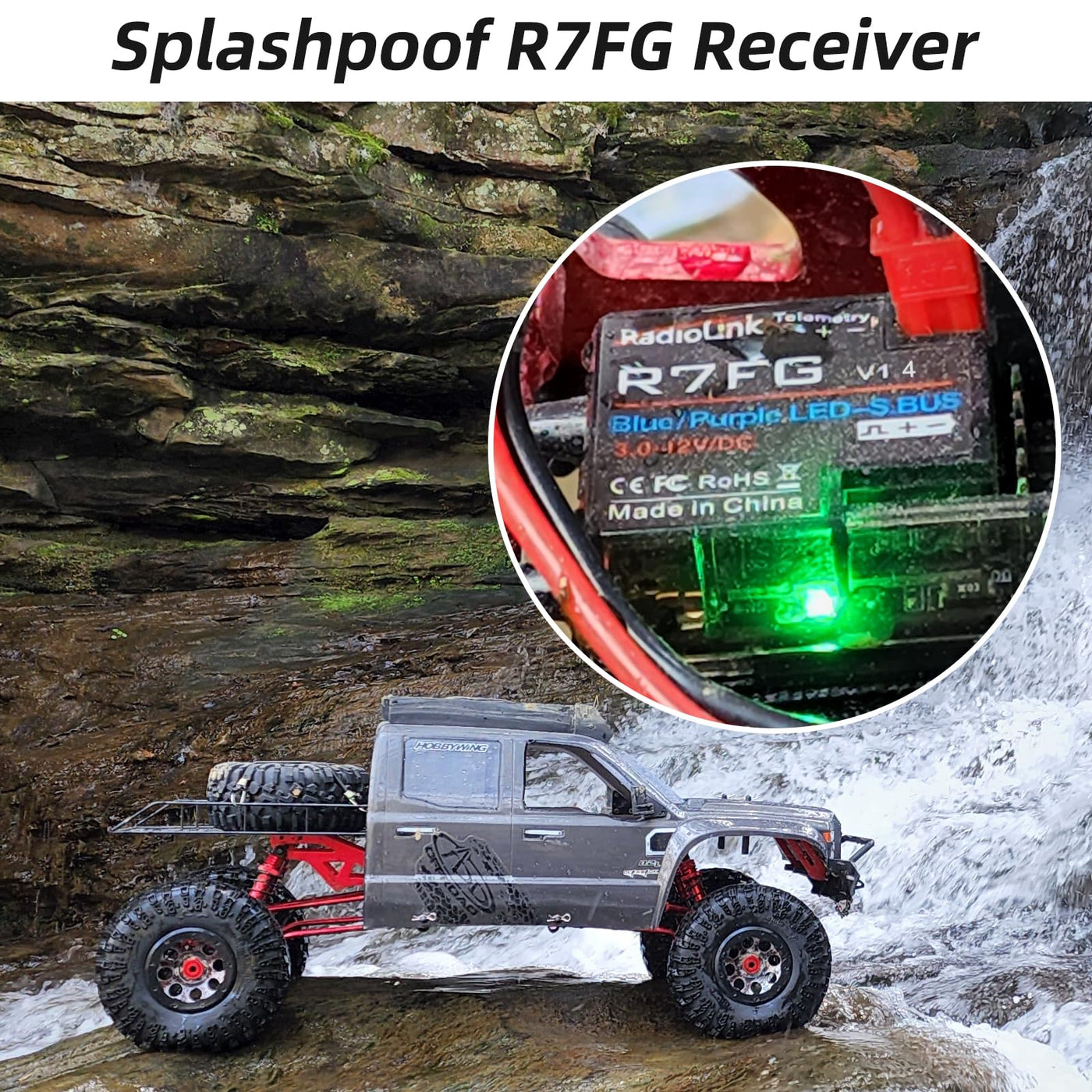 Radiolink R7FG RC Empfänger 2.4 Ghz Gyro-integriert 7 Kanäle mit Spannung-Telemetrie 600m Reichweite für Autos Boote kompatibel mit RC8X/RC6GS V3/RC4GS V3/T8FB/T8S/T16D/T12D