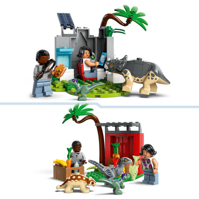 LEGO Jurassic World Rettungszentrum für Baby-Dinos, Set mit kleinen Dinosaurier-Figuren, darunter Triceratops, Ankylosaurus und Velociraptor, Geschenk zum Bauen für Jungs und Mädchen ab 4 Jahren 76963