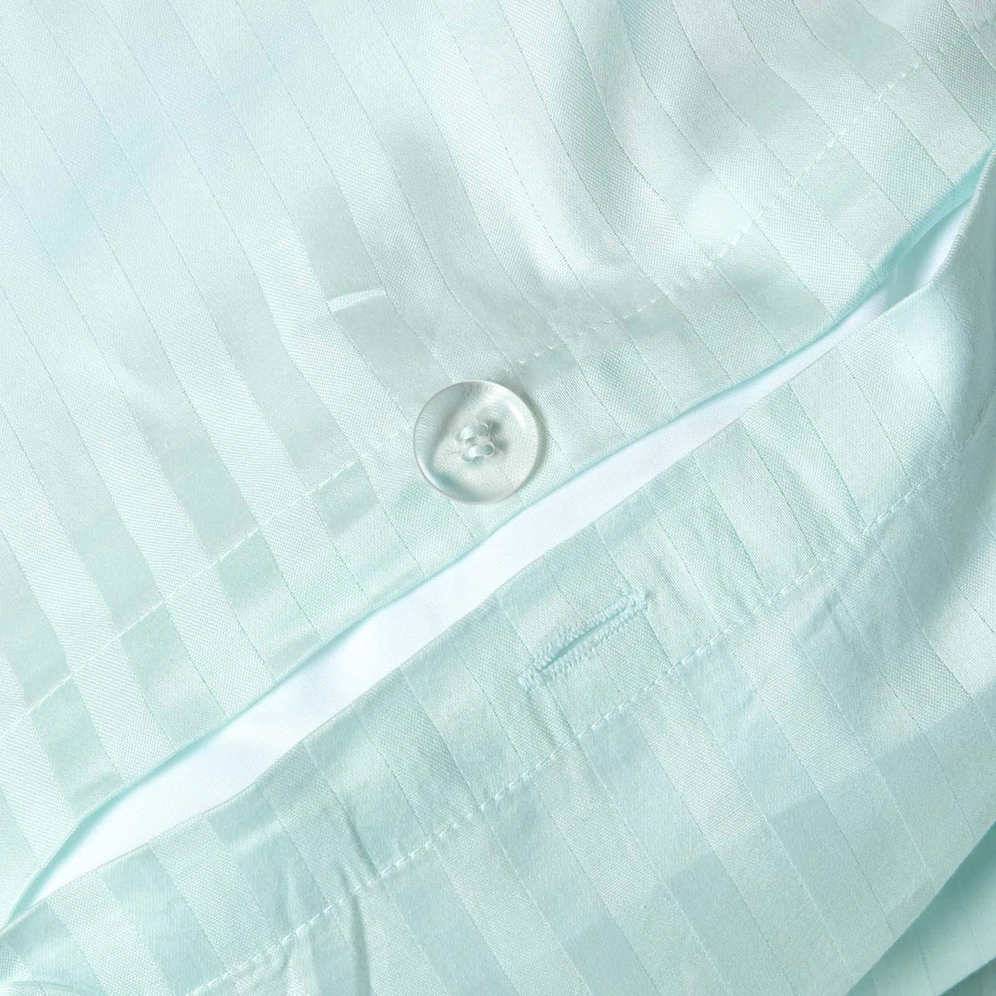 Homescapes 2-teiliges Damast-Bettwäsche-Set Aqua, ägyptische Baumwolle mit Satin-Streifen,1 Bettbezug 155x220 cm & 1 Kissenbezug 80x80 cm