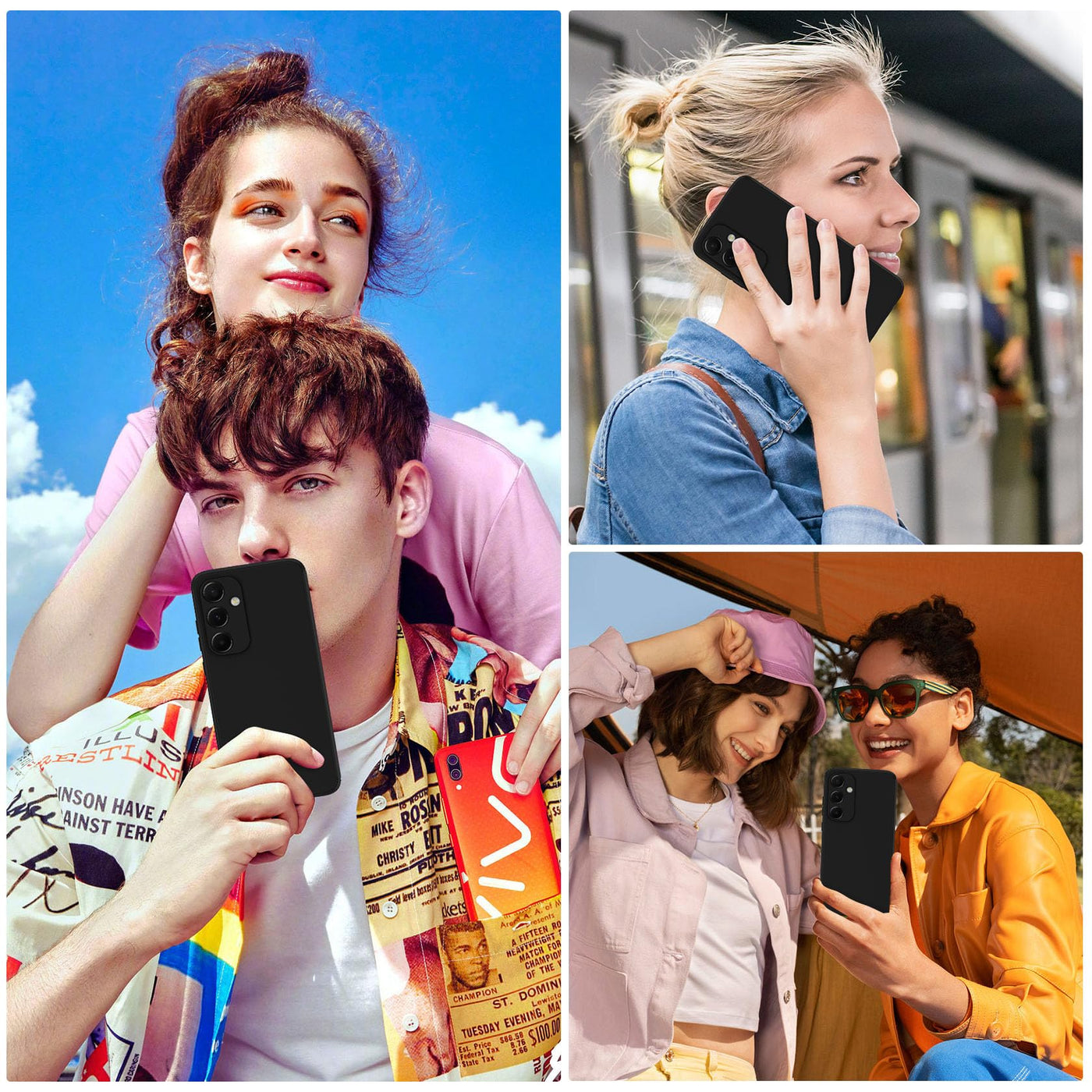 Qasyfanc Handyhülle für Samsung Galaxy A55 5G Hülle mit 2 Stück Schutzfolie, Soft TPU Silikon Case Ultra Dünn Microfiber Kameraschutz Anti-Kratzer Hülle für Samsung Galaxy A55 (Schwarz)