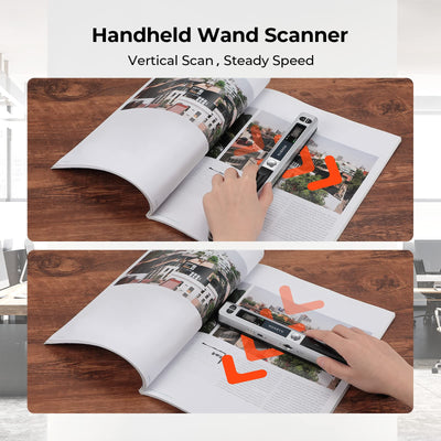 [Handscanner] Auflösung s/w und Farbe MUNBYN Dokumentenscanner/Scanner Mobil / 900DPI Wireless Tragbarer A4 Scanner mit Karte JPG und PDF Format- 16G Micro SD - Silber