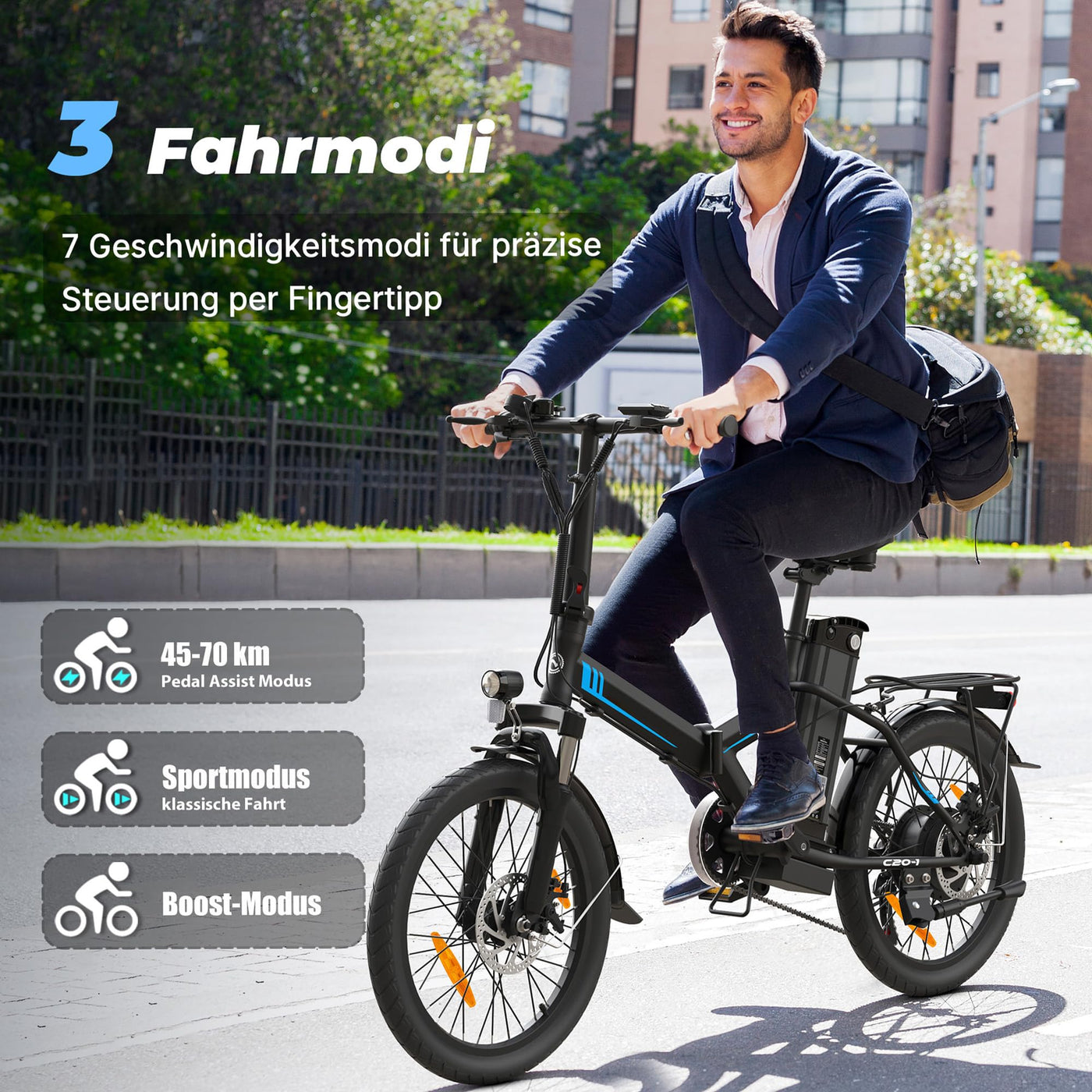 AOIHO E Bike, 20" EBike Klapprad mit 48V 374.4 Wh Lithium-Akku, Reichweite Max 70KM, Elektrofahrräder 250W Motor, 5 Fahrmodi, City E Fahrrad Herren Damen mit 7 Gängen EU-Konformes Klapprad E-Bike