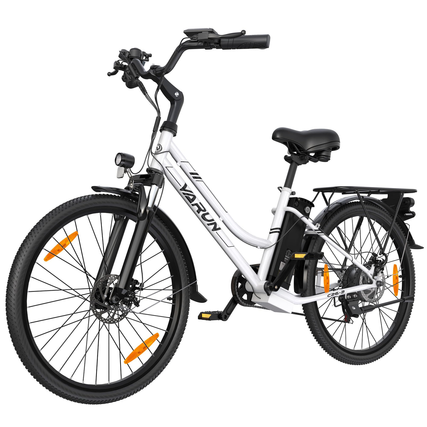 VARUN E Bike 26 Zoll, City E-Bike Damen Herren mit 250W Motor, 𝟒𝟖𝐕 Li-Ion Akku, Elektrofahrrad mit 𝐋𝐂𝐃 Display, 𝟒 Fahrmodi, City E-Fahrrad mit bis zu 𝟖𝟎𝐊𝐌