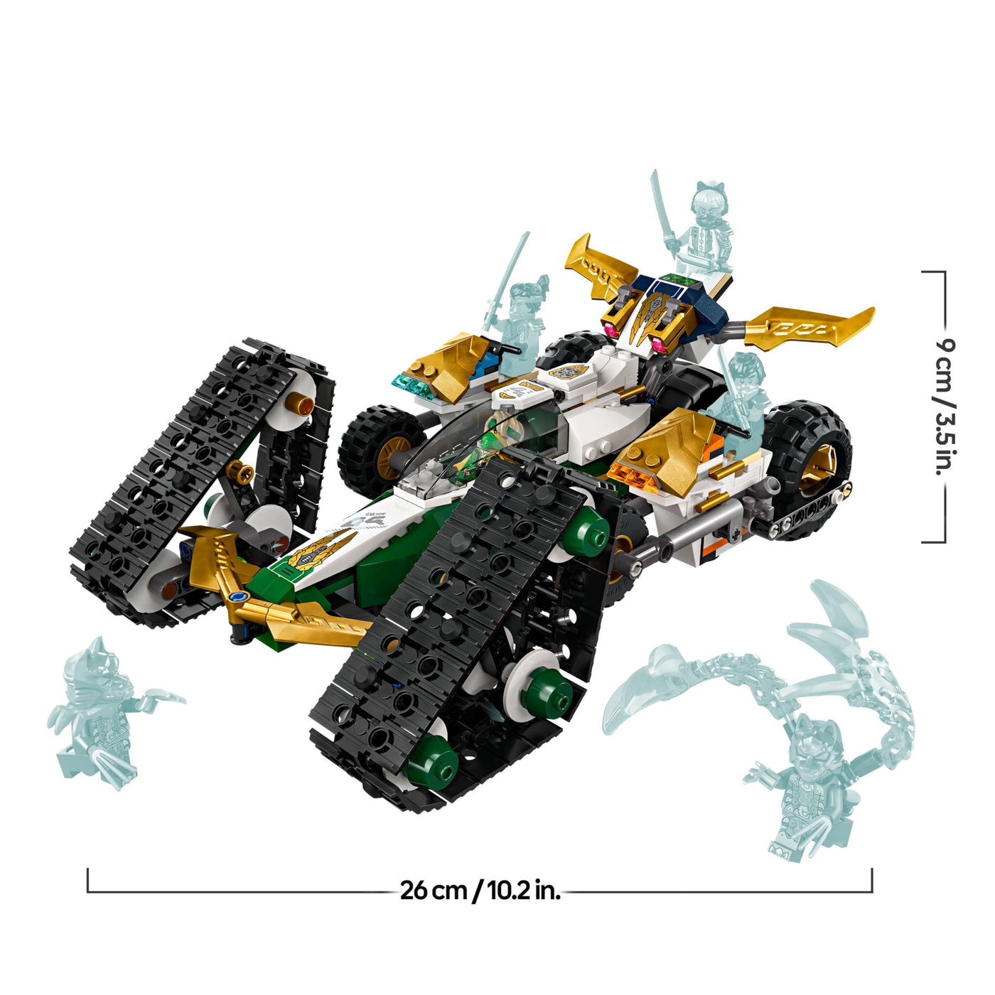 LEGO NINJAGO Kombi-Raupe des Ninja-Teams, 4-in-1-Set mit Gleiter, Rennauto und 2 Motorrädern und 6 Minifiguren, Geschenk für Jungen und Mädchen, Ninja-Spielzeug 71820