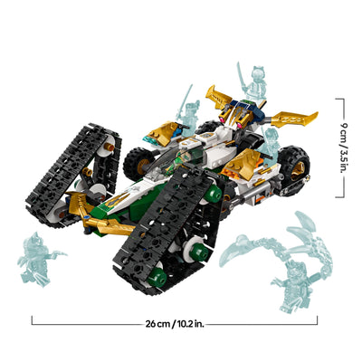 LEGO NINJAGO Kombi-Raupe des Ninja-Teams, 4-in-1-Set mit Gleiter, Rennauto und 2 Motorrädern und 6 Minifiguren, Geschenk für Jungen und Mädchen, Ninja-Spielzeug 71820