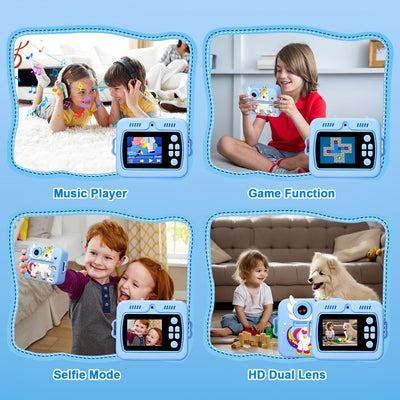 Kinderkamera, Sofortbildkamera Kinderkamera 48MP, 2,4 Zoll 1080P HD Kinder Digitalkamera mit 32GB Karte & Druckpapier, 8X Zoom, Geschenke für Jungen und Mädchen 3-12 Jahre (Blau)