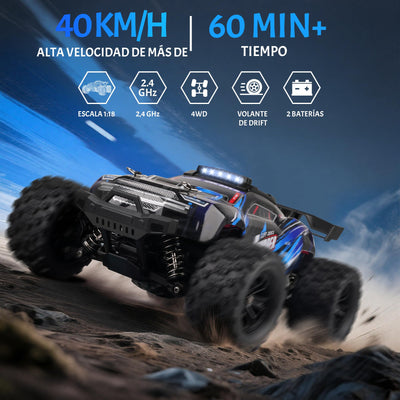 JOYTREKY Ferngesteuertes Auto – 1:18 High-Speed 40 Km/H Rc Auto 2,4 Ghz 4wd All Terrains Offroad Drift Truck Mit Zwei Wiederaufladbaren Batterien FüR LäNgeres Spielen FüR Kinder Und Erwachsene – Blau