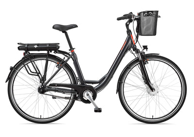 TELEFUNKEN E-Bike Elektrofahrrad Alu, mit 7-Gang Shimano Nabenschaltung, Pedelec Citybike leicht mit Fahrradkorb, 250W und 13Ah, 36V Lithium-Ionen-Akku, 28 Zoll, RC657 Multitalent anthrazit