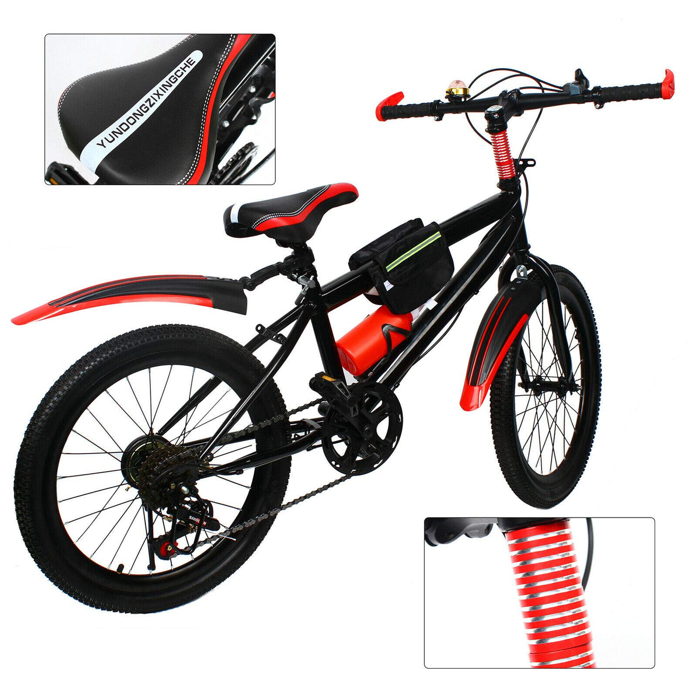 Lightakai Kinderfahrrad 20 Zoll, Mountainbike 6 Gang MTB Bike, Hartstahl Fahrrad Mit Doppelscheibenbremse für Mädchen Jungen (Rot)
