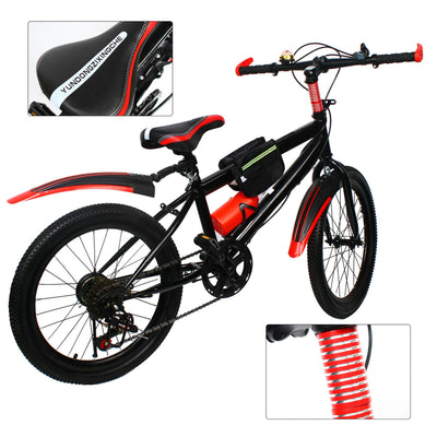 Lightakai Kinderfahrrad 20 Zoll, Mountainbike 6 Gang MTB Bike, Hartstahl Fahrrad Mit Doppelscheibenbremse für Mädchen Jungen (Rot)