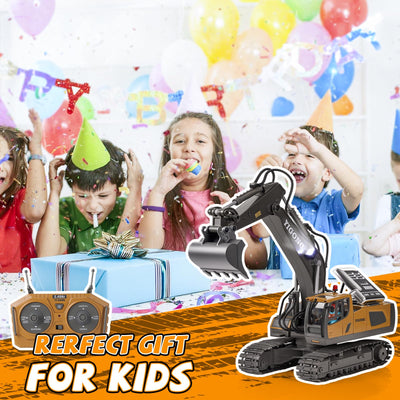 maysida Ferngesteuerter Bagger Spielzeug mit Licht & Sound für Jungen 3-12 Jahre, 2,4 GHz RC Bagger mit Metallschaufel & 680°Drehung für Kinder, Jungen Geschenk für Geburtstag/Weihnachten