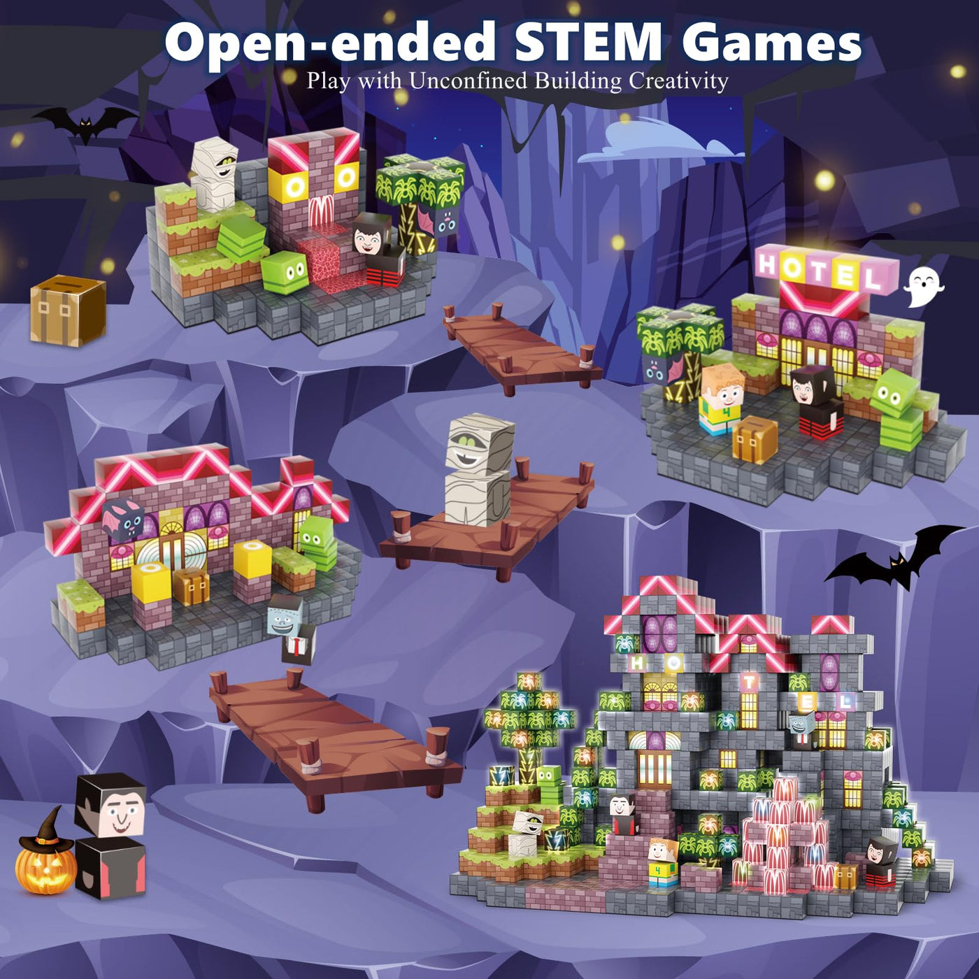 Magnetische Bausteine 198 Stück - Leuchtende Magnetblöcke mit Farbwechsel, Kreatives STEM Montessori Spielzeug & Sensorik-Set,Lernspielzeug ab 5 Jahre für Kinder,Geschenk für Jungen und Mädchen