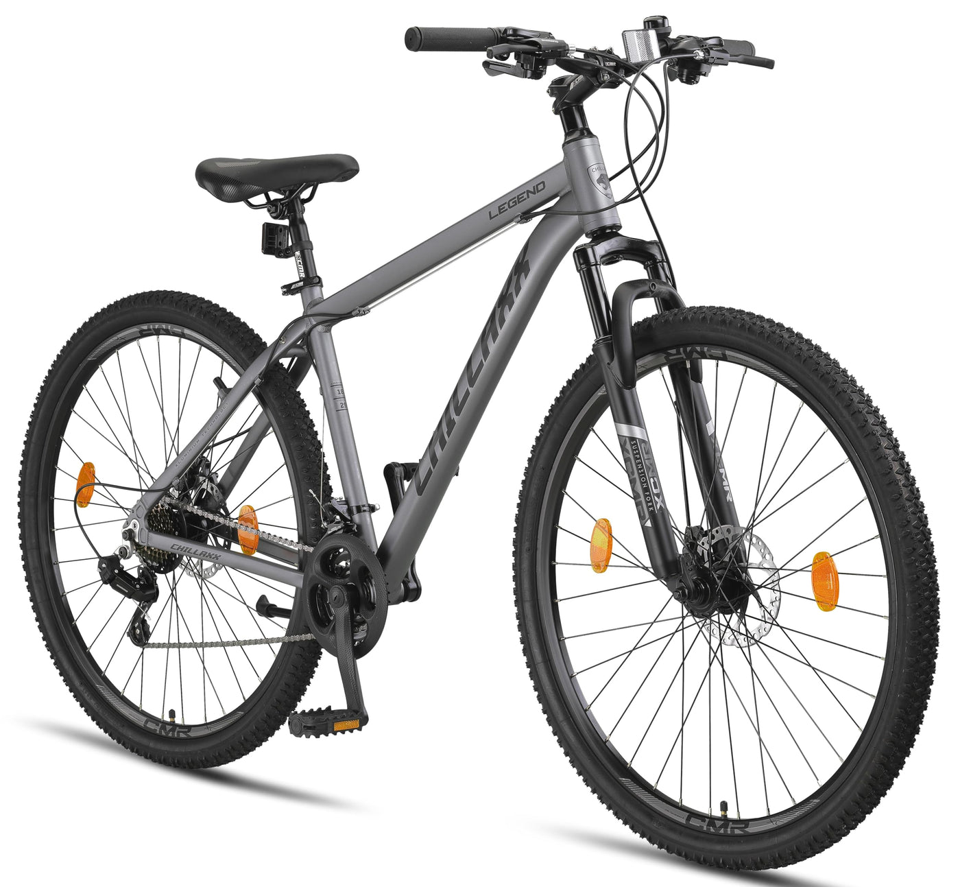 Chillaxx Bike Legend Aluminium 24, 26, 27,5 und 29 Zoll, Mountainbike MTB Fahrrad für Jungen Mädchen Herren und Damen 21 Gang Schaltung Herrenrad Damenrad (29 Zoll, Grau Disc-Bremse)