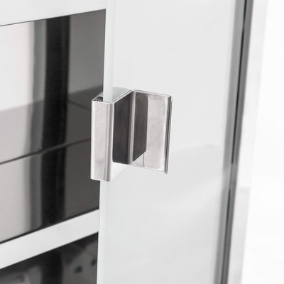 Relaxdays Medizinschrank groß H x B x T: 57 x 27 x 12 cm Apothekerschrank mit 4 Ablagen Arzneischrank Medikamentenschrank für Erste Hilfe aus glänzendem Metall mit Milchglas Tür abschließbar, silber