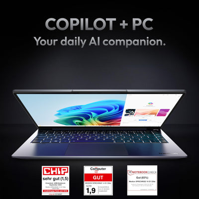 MEDION SPRCHRGD 14 S1 Elite 35,56 cm (14" Zoll 120Hz 2.8K WQXGA+) Laptop (Copilot+ PC, Qualcomm Snapdragon X Elite, 32GB DDR5 RAM, 1TB SSD, Win 11 Home)
