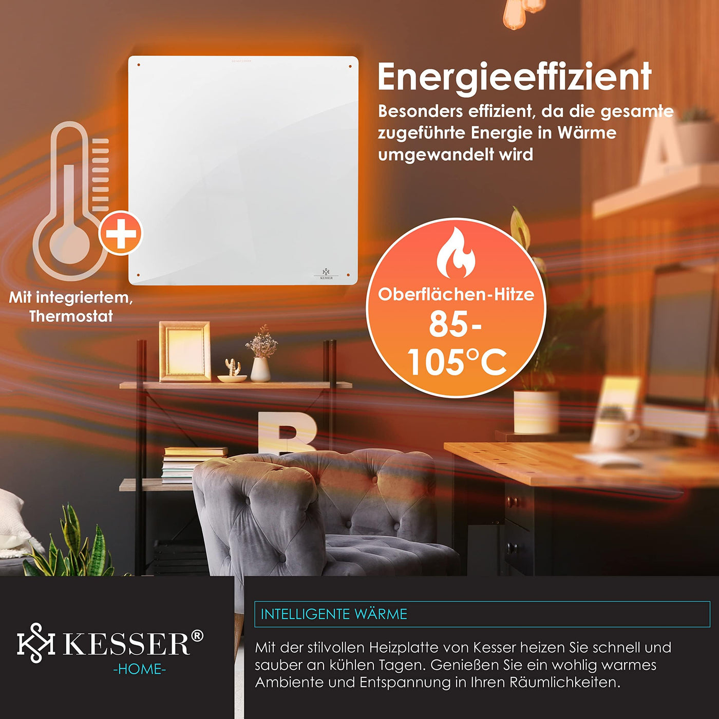 KESSER® Infrarotheizung 425 Watt Wandheizung ✓ Infrarot ✓ Heizung ✓ Heizkörper | Heizpaneel| Inkl.Standfüßen NEU | Strahlend