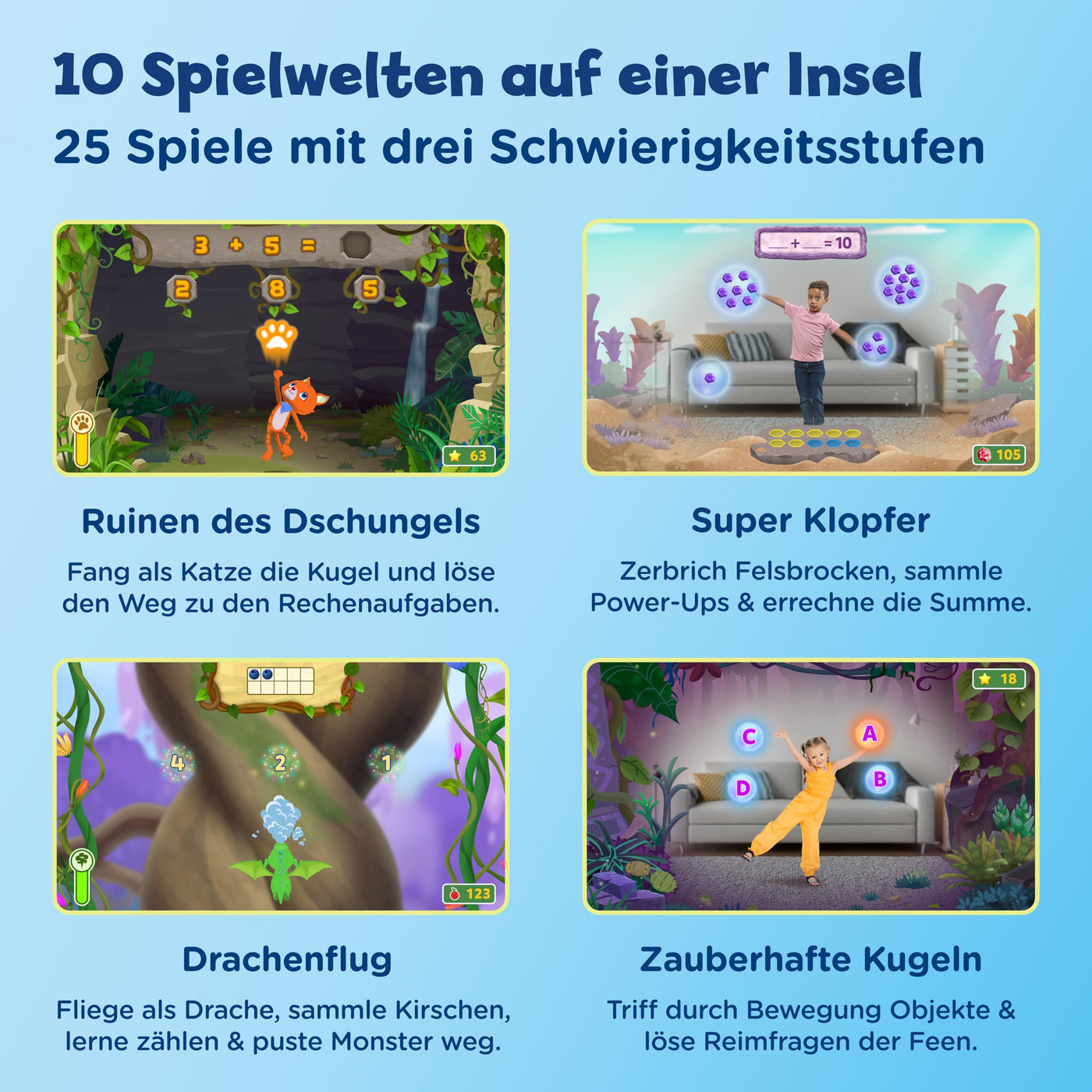 VTech LeapMOVE Lernkonsole Kinder I Interaktive Spielkonsole für Fernseher I Lernspiele ab 4 Jahre I Bewegungsspiele Tanzen & Fitness I ABC Lernen I Buchstaben SpieIe I Vorschule, Einschulung Geschenk