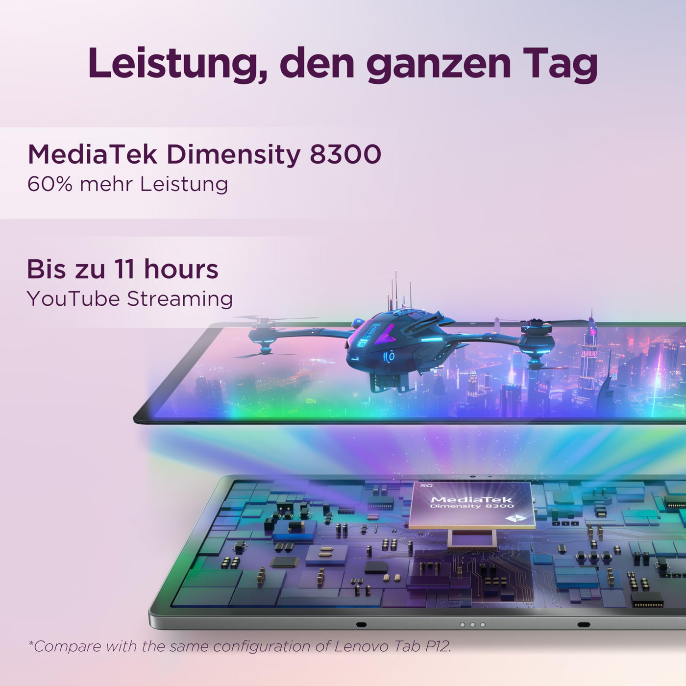 Lenovo Idea Tab Pro Tablet | 12.7" 3K Display | MediaTek Dimensity 8300 | 8GB RAM | 256GB eMMC | Android 14 | Luna Grey | inkl. Tab Pen Plus