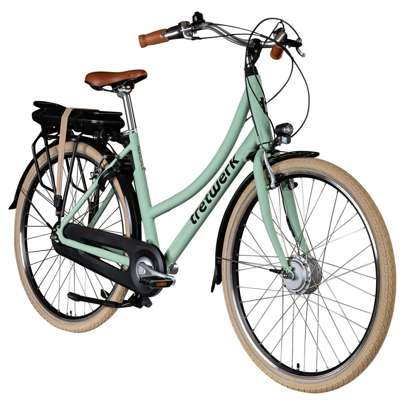 Tretwerk Aurora E Bike 28 Zoll Pedelec Damen Herren 155-185 cm Elektrofahrrad 522 Wh E Fahrrad Damenfahrrad 7 Gang (hellgrün, 50 cm)