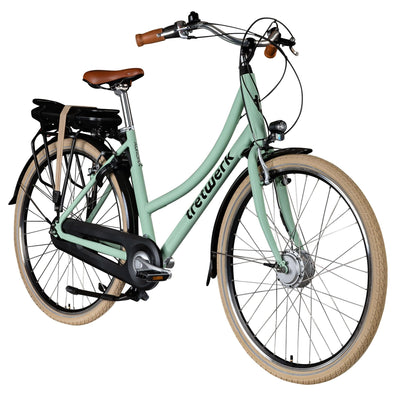 Tretwerk Aurora E Bike 28 Zoll Pedelec Damen Herren 155-185 cm Elektrofahrrad 522 Wh E Fahrrad Damenfahrrad 7 Gang (hellgrün, 50 cm)