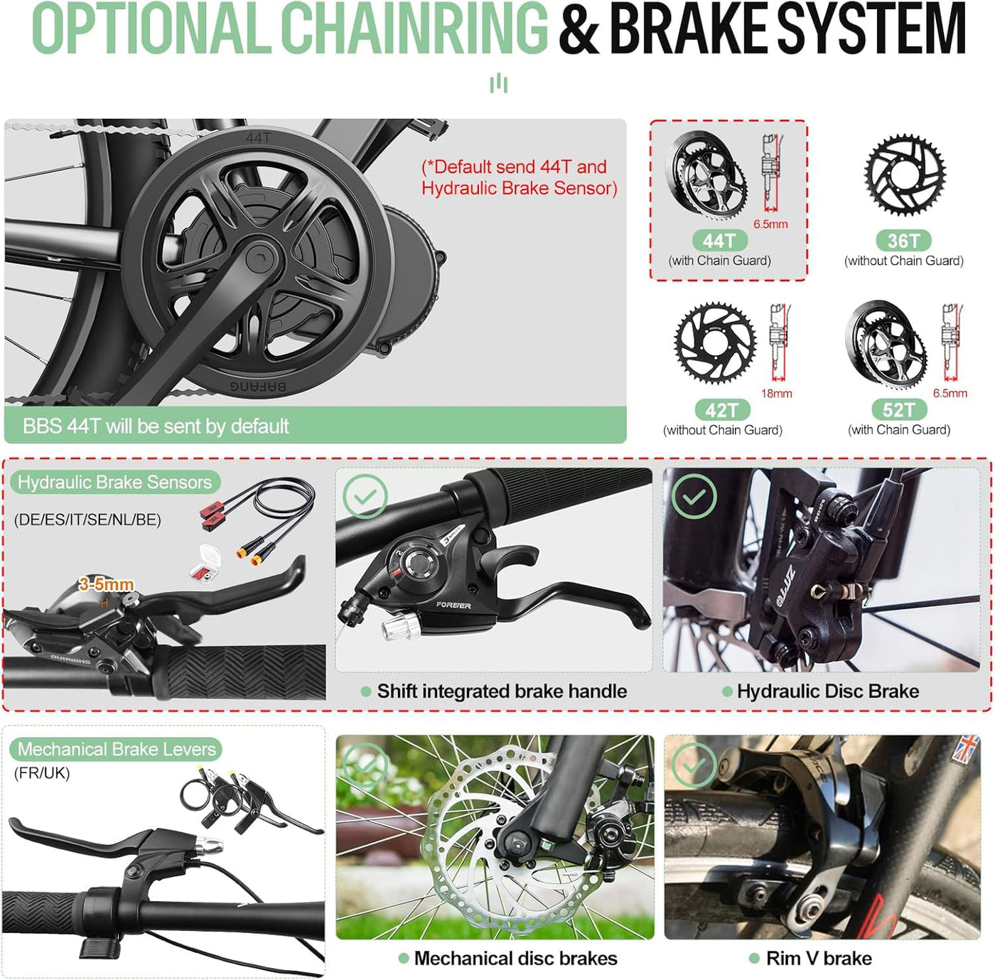 BAFANG Mittelmotor 250W 36V BBS01B CAN Version Elektrofahrrad Umbausatz mit EKD01 Mehrsprachig Ebike Display, für 68mm Tretlager Mountainbike, Rennrad, Pendlerfahrrad