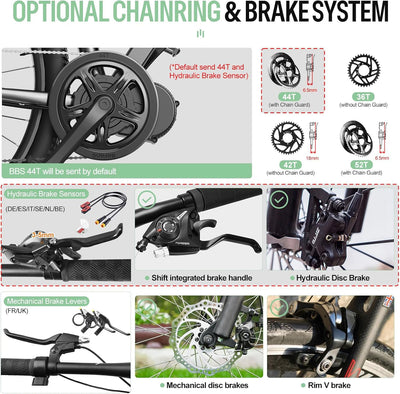 BAFANG Mittelmotor 250W 36V BBS01B CAN Version Elektrofahrrad Umbausatz mit EKD01 Mehrsprachig Ebike Display, für 68mm Tretlager Mountainbike, Rennrad, Pendlerfahrrad