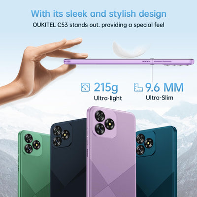 OUKITEL C53 Android 14 Smartphone Ohne Vertrag - 8GB+64GB/1TB erweiterbar Handy Ohne Vertrag, Octa Core 6,6" HD+ Smartphone, 13MP+5MP Kamera 4300mAh, 4G Dual SIM Simlockfreie Handys, Gesicht/GPS, Blau