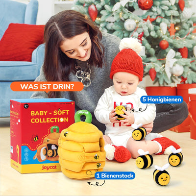 JoyCat Baby Spielzeug 6-12 Monate, Baby Bienenstock mit 5 Bienen Sensorik Spielzeug, Rassel, Spiegel, Montessori BabySpielzeug, Motorikspielzeug Geschenke für Kinder 1 2 Jahre