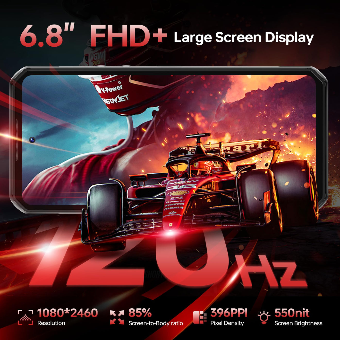 OUKITEL WP56 Outdoor Handy 5G - 36GB+512GB/2TB 16000mAh 108MP Outdoor Smartphone 128DB Lautsprecher 6,8" FHD+ 120Hz Android 15 baustellenhandy, 1000LM Campinglicht, IP68 Wasserdicht/NFC/GPS/OTG/BT5.2