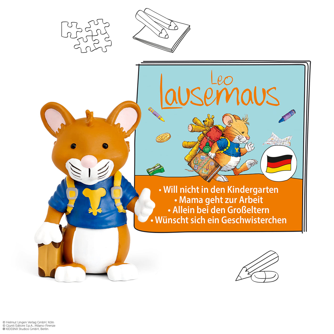 tonies Hörfiguren Bundle für Toniebox, 3 x Leo Lausemaus Figur mit jeweils 4 spannenden Abenteuern für Kinder ab 3 Jahren