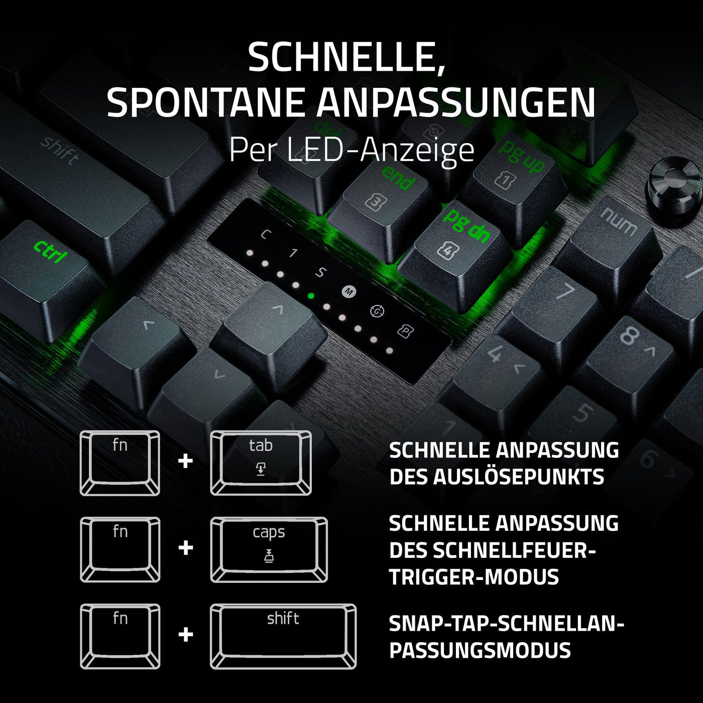 Razer Huntsman V3 Pro - Analoges optisches E-Sport-Keyboard Snap Tap & Rapid Trigger (Schnellfeuer-Modus, Multifunktionaler Drehregler, Doubleshot-PBT-Tastenkappen) DE-Layout | Schwarz