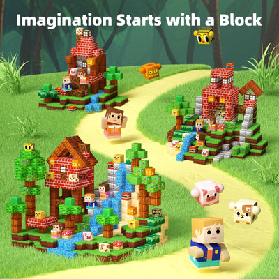 KIDCHEER Magnetische Bausteine 100 Stück, Wald Magnetbausteine für Kinder, Montessori Magnetblöcke Spielzeug, Kreative Geschenk für Jungen & Mädchen ab 3-10 Jahren