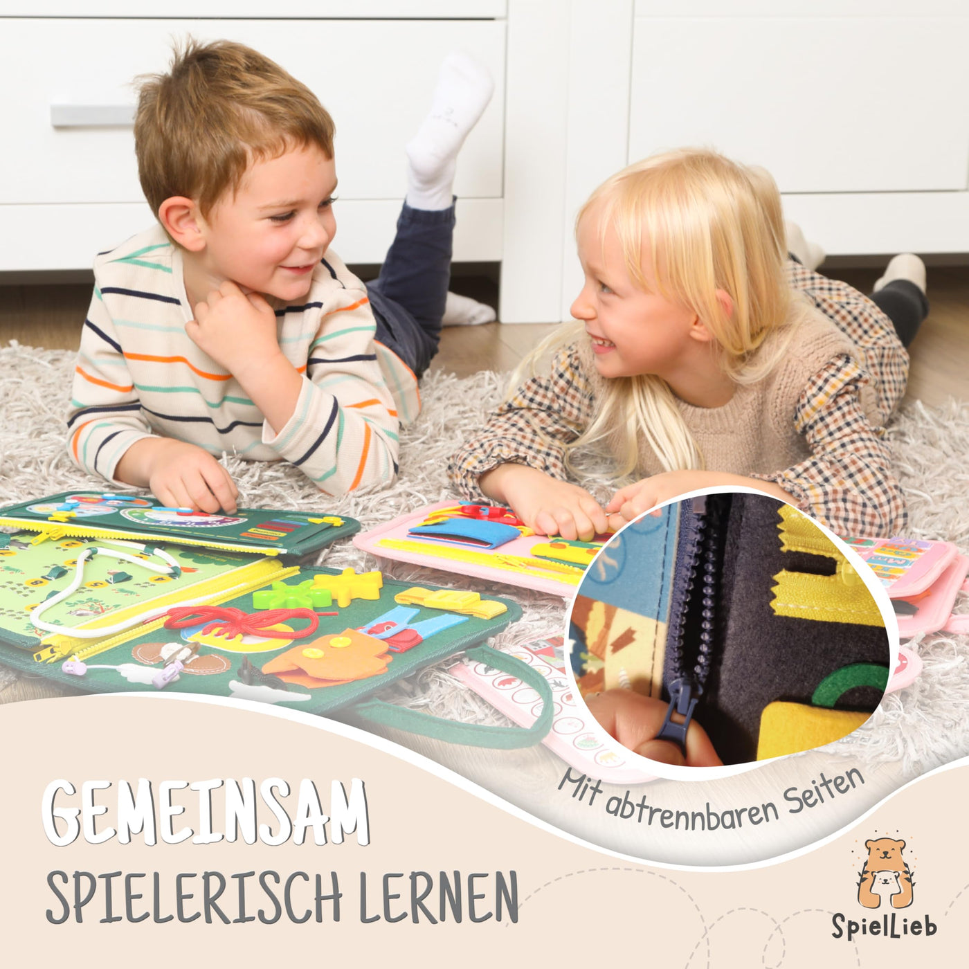SpielLieb® Montessori Busy Board Deutsch ab 3 Jahre - interaktives Activity Board Spielzeug für Kleinkinder - Beschäftigung für Auto & Flugzeug Entwicklung & Motorik