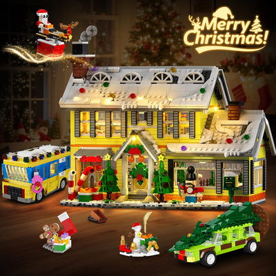 HOGOKIDS Adventskalender 2025 Weihnachts Bauspielzeug mit Licht, 24 Tage-Weihnachts Countdown Haus, Mini-Baustein-Set, Weihnachtsspielzeug Geschenk für Erwachsene Kinder Mädchen Jungen ab 12 Jahren