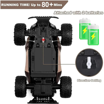 KINSAM Ferngesteuertes Auto für Draußen,2AKKU 1500 Mah 1/16 Rc Auto Offroad ab 6 8 10 Jahre,Volles Proportional 25 KM/H,90min Play, RC Monstertruck Buggy,Rc Car Kinder [Revolutionäre Version 2025]