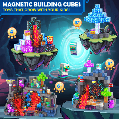 Magnetische Bausteine - Baue Mine Magnet Welt Kinderspielzeug, Magnetische Fliesen STEM Outdoor Spielzeug für Jungen und Mädchen ab 3 Jahren, Kreative Kleinkindspielzeug für Kinder ab 3 4 5 6 7 8 9