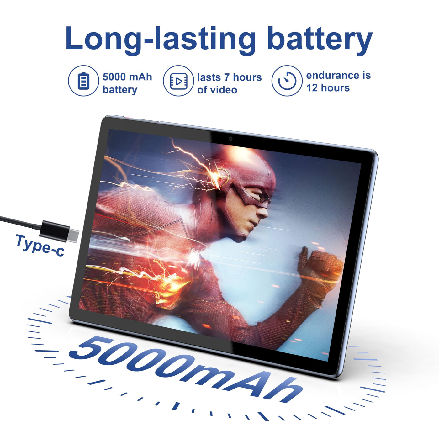 Tibuta Tablet 10 Zoll Android 14 5000mAh Quad-Core 6(2+4) GB RAM+64GB Tablet PC mit WiFi 6 2.4G/5G Bluetooth 5.0 1280 * 800 FHD Dual Kamera mit Hülle und Schutzfolie 2025 (Grau)