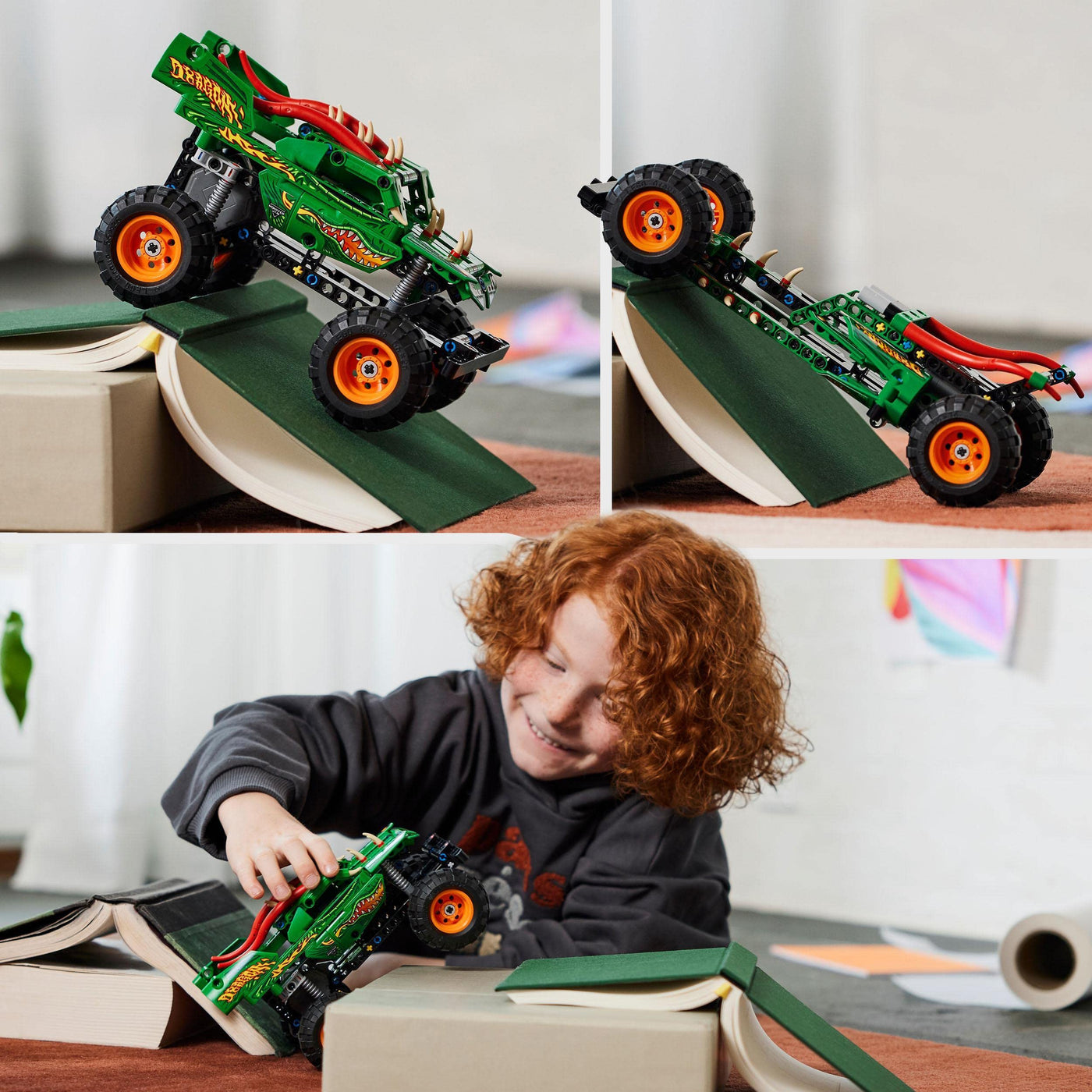 LEGO 42149 Technic Monster Jam Dragon, Monster Truck-Spielzeug für Jungen und Mädchen, 2in1-Rennwagen für Offroad-Stunts und als Geschenk für Kinder