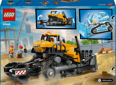 LEGO City Gelber Bulldozer Set – Spielzeugbaustelle, BAU- und Spielset – wirklichkeitsgetreue Baumaschine mit Fahrer und 2 Bauarbeitern – Geschenkidee für Kinder ab 8 Jahren – 60466