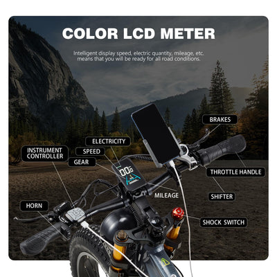 Ficyacto Elektrofahrrad 26 Zoll Pedelec E-Mountainbike E-Bike Herren Damen Mit 48V20AH Akku,7 Gang,Doppelscheibenbremse (RX80)