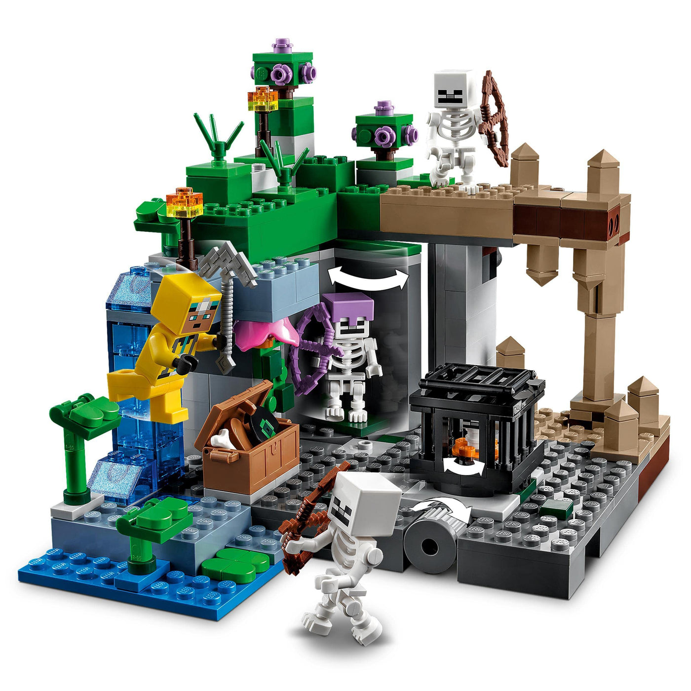 LEGO 21189 Minecraft Das Skelettverlies, Set mit Höhlen, Skelettfiguren, feindlichen Kreaturen und Zubehör, Spielzeug für Kinder
