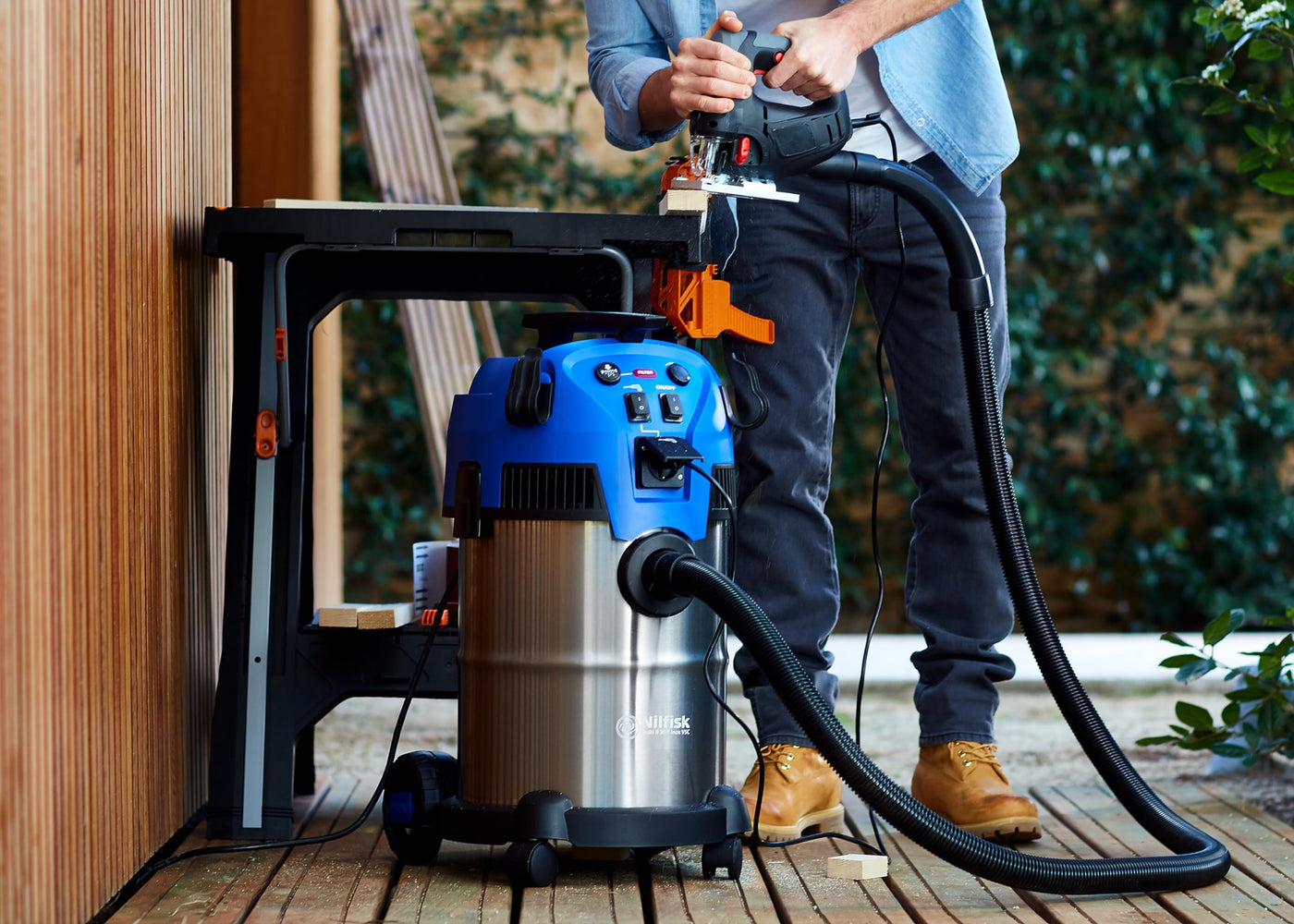 Nilfisk Multi II 30L T Inox Nass-/Trockensauger für Haus, Garten und Auto | Nass- und Trockensauger für die Innen- und Außenreinigung (1400 W)