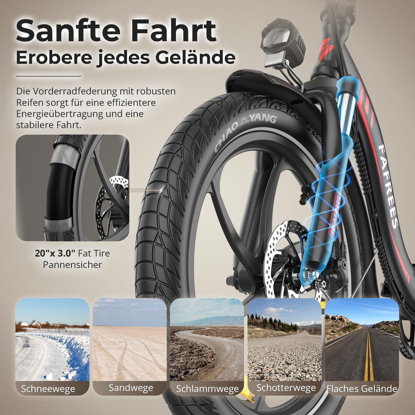 Fafrees 2025 F20 E Bike Klapprad 20 Zoll [ Offiziell ] Herren Damen Fatbike 16AH/ 20AH Akku, Elektrofahrrad 250W Tiefereinstieg, Fat Ebike 140kg, E Mountainbike Erwachsene 25km/h (20AH Akku, Schwarz)